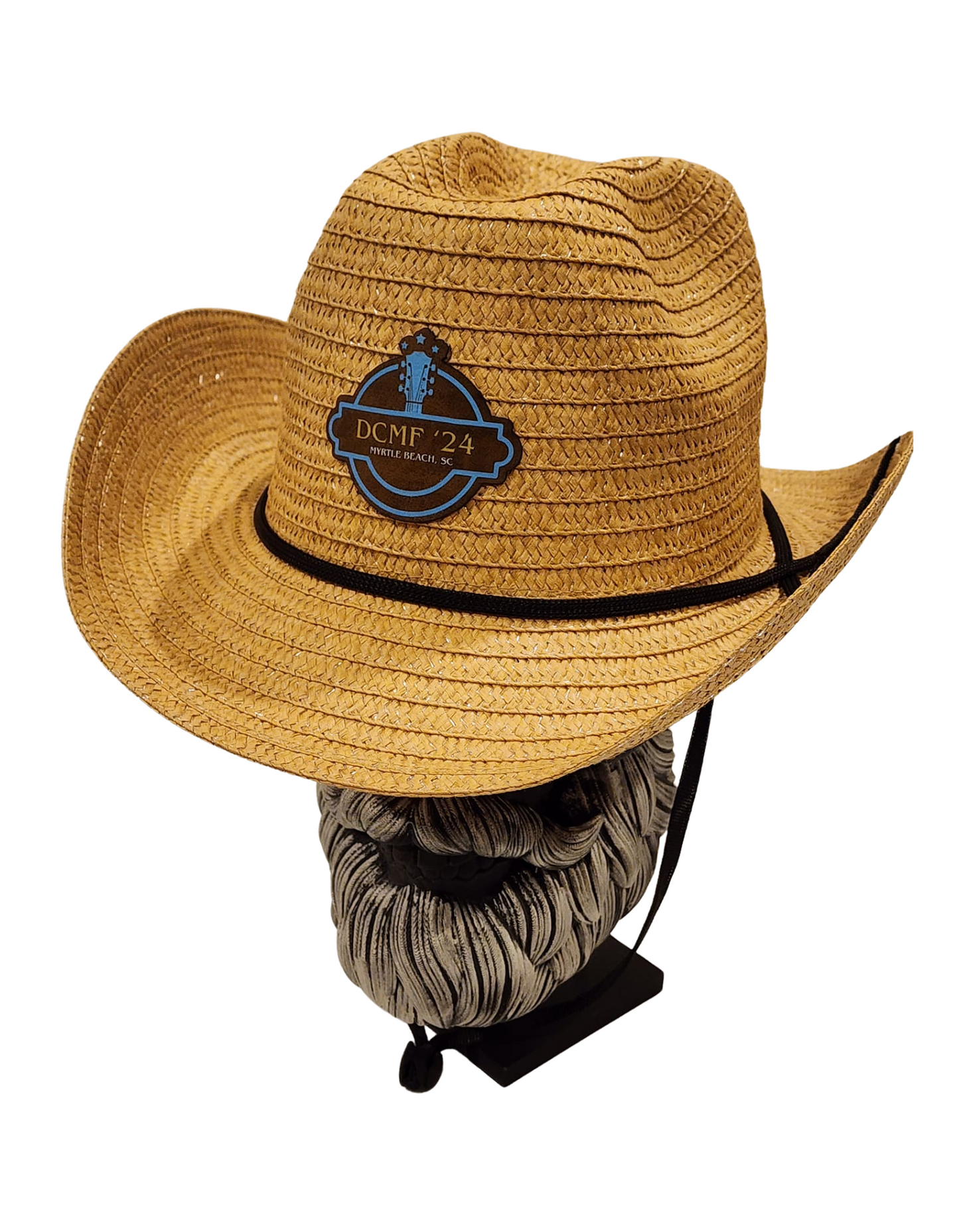 Custom Straw Hat – Engraved Leatherette Patch Edition