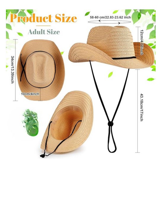 Straw Hat with Customizable Engraved Leatherette Patch